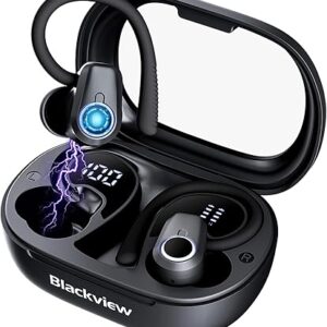 Blackview 运动蓝牙耳机｜50小时续航｜数字电量显示｜IPX7防水挂耳式设计