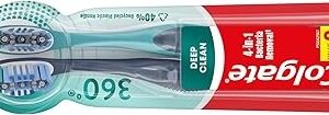 Colgate 360 深层清洁手动牙刷（2支装）｜软毛呵护牙龈｜内建舌苔清洁器｜有效去除牙菌斑与异味