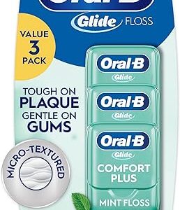 Oral-B Glide 舒适型牙线（3卷装）｜薄荷味清新｜绵密滑顺｜牙龈友好｜强韧不易断裂