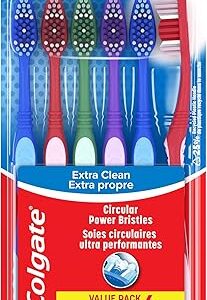 Colgate 高露洁 Extra Clean 牙刷（中毛｜6支装｜圆形刷毛｜清洁牙渍｜成人适用）